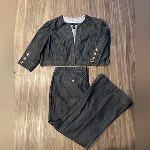 Beautiful denim crop buttomless jacket. Matching bottom is available as well